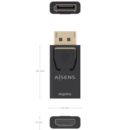 Aisens Conversor DisplayPort a HDMI 4K@30Hz, DP/M-HDMI/H, Negro Aisens Conversor DisplayPort a HDMI 4K@30Hz, DP/M-HDMI/H, Negro